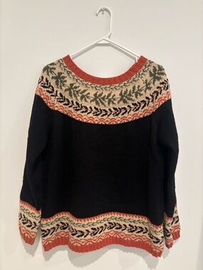 Black Fair Isle Crewneck Sweater